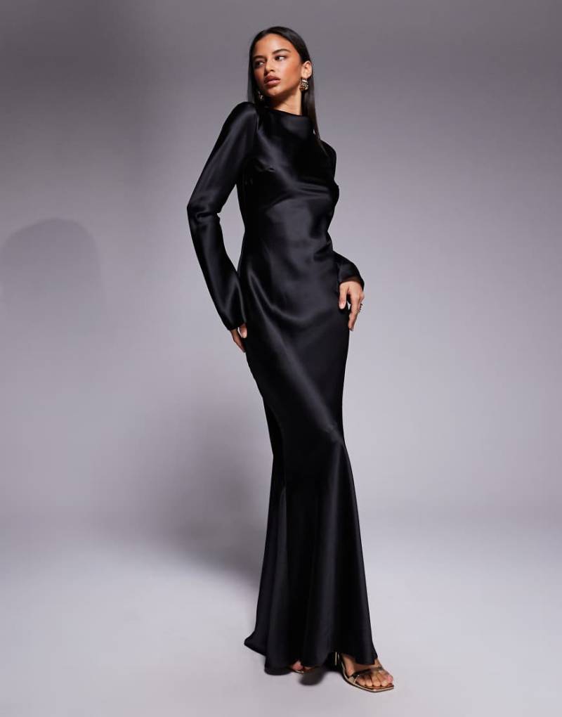 Daska - Maxikleid aus Satin in Schwarz von Daska