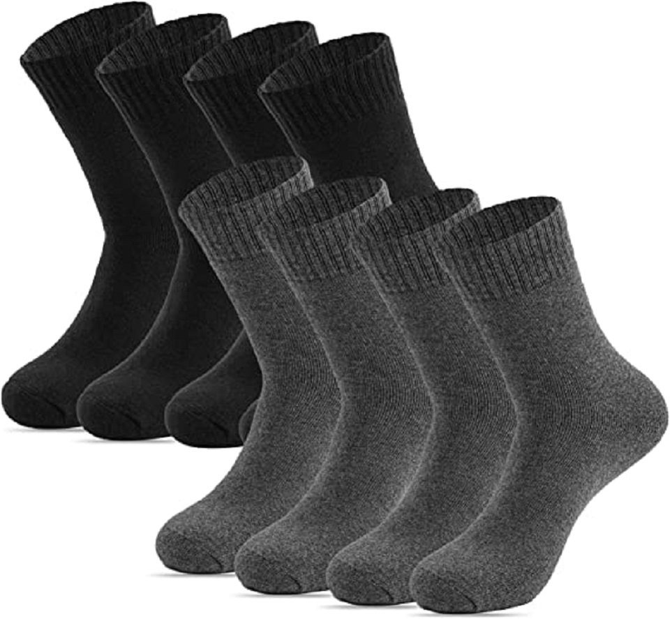 Daskoo Thermosocken 4 Paar Damen & Herren Thermo Socken Baumwolle Wintersocken Schwarz/Grau, 4-Paar, 37-41/42-46 von Daskoo