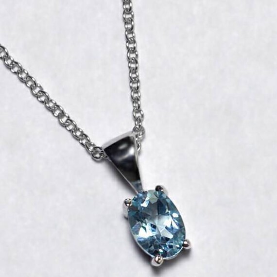 Blaue Topas Solitär Birthstone Anhänger Halskette Sterling Silber Womens, Natürliche Dezember Edelstein Schmuck, Mutter Frau Geschenk von DasmanJewelry