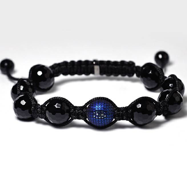 Blue Diamond Onyx Beaded Braided Stacking Armband/Macrame Adjustable Shamballa Inspired Designer Unisex Schmuck von DasmanJewelry