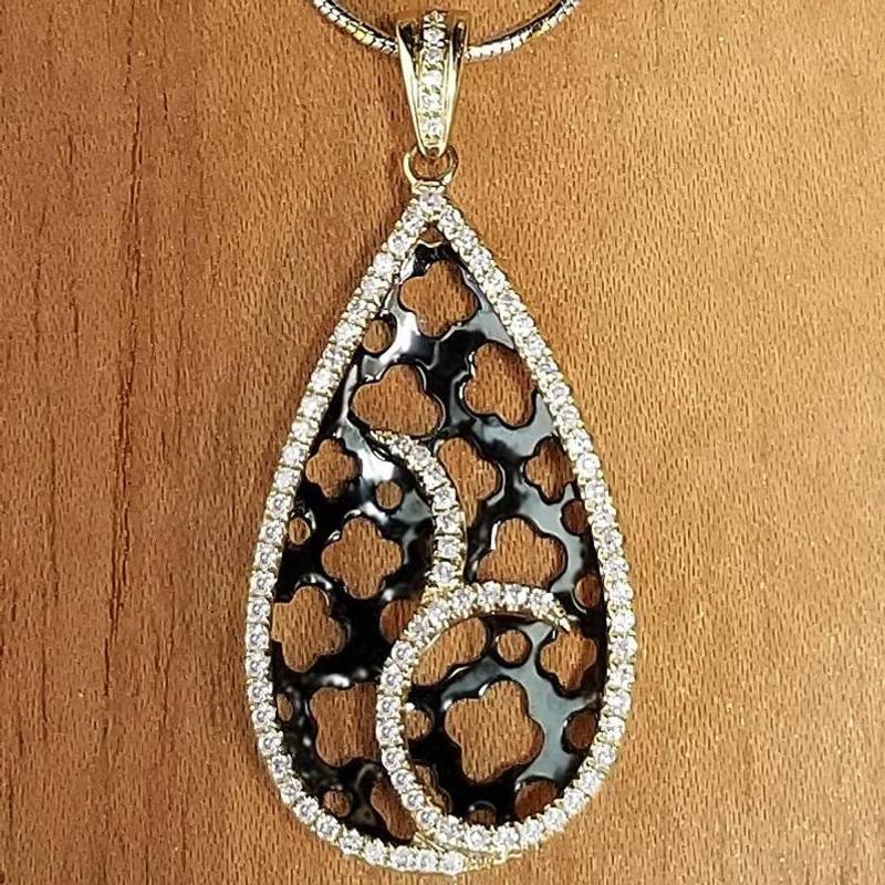 Frauen Diamant Filigree Blatt Anhänger Solid 14K Gelbgold - Einzigartige Schmuck Durchbrochene Halskette, Mutter Geschenk Für Sie von DasmanJewelry