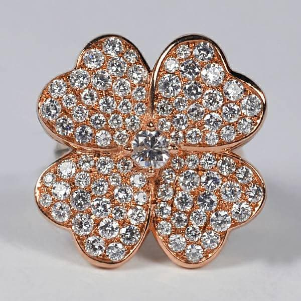 Diamant Große Blume Cocktail Ring Für Frauen, Solide 18K Rose Gold Natürliche Diamanten Einzigartige Natur Ringe Sie, Luxus High-End-Schmuck von DasmanJewelry
