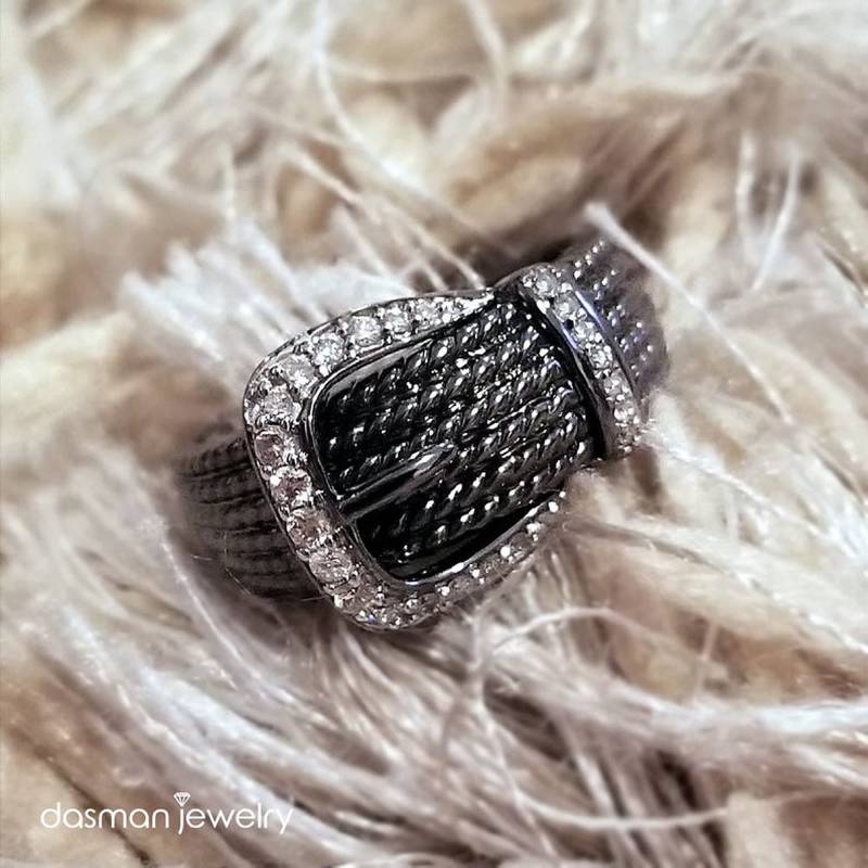 Diamant-Schnalle Schwarz Ring Solide 14K Gold Für Frauen, Custom Designer Einzigartige Vintage Luxus High End Natürlichen Schmuck, Mutter Geschenk von DasmanJewelry