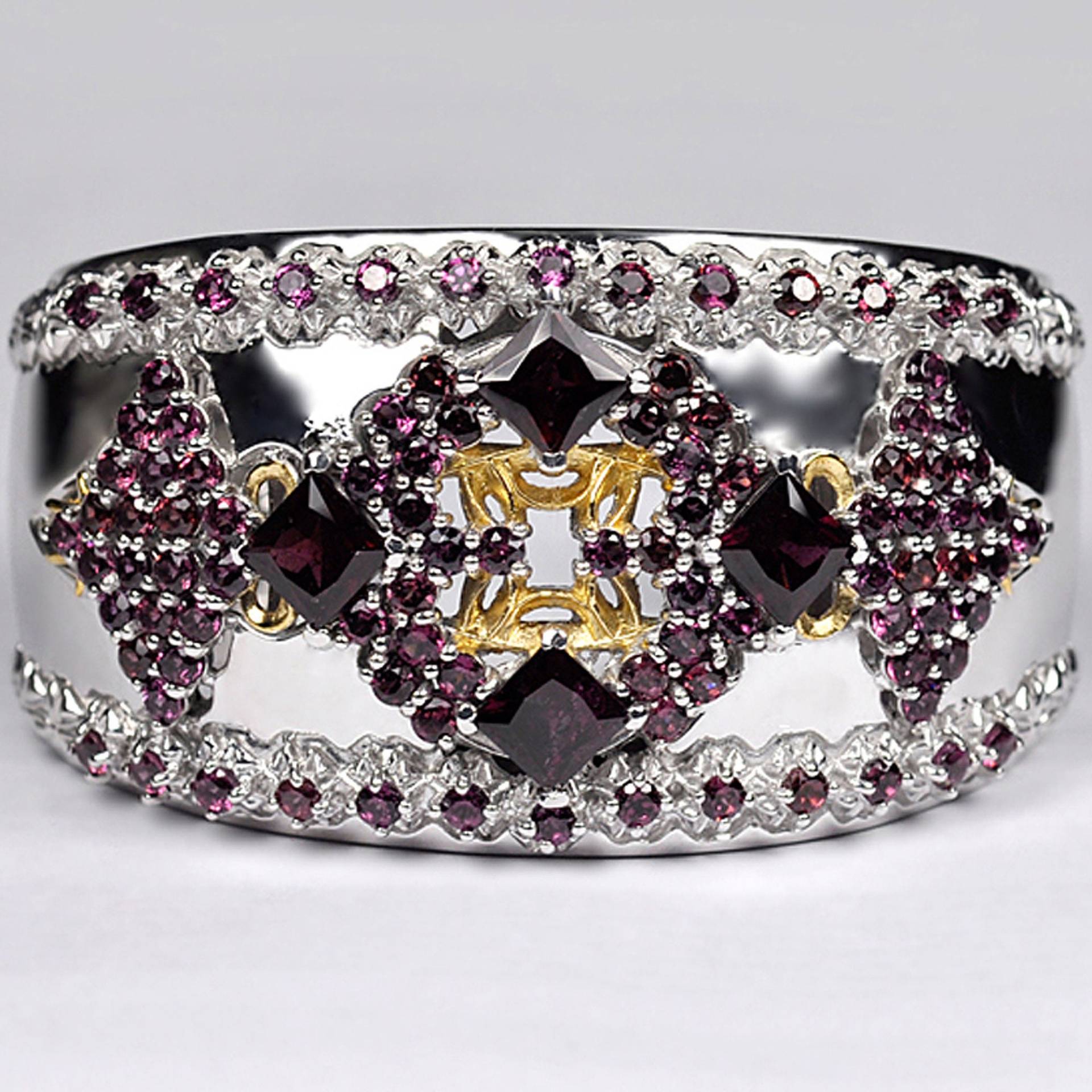 Echte Granat Edelstein Offene Manschette Breite Armreif Armband Sterling Silber Womens, Benutzerdefinierte Aussage Januar Birthstone Schmuck von DasmanJewelry