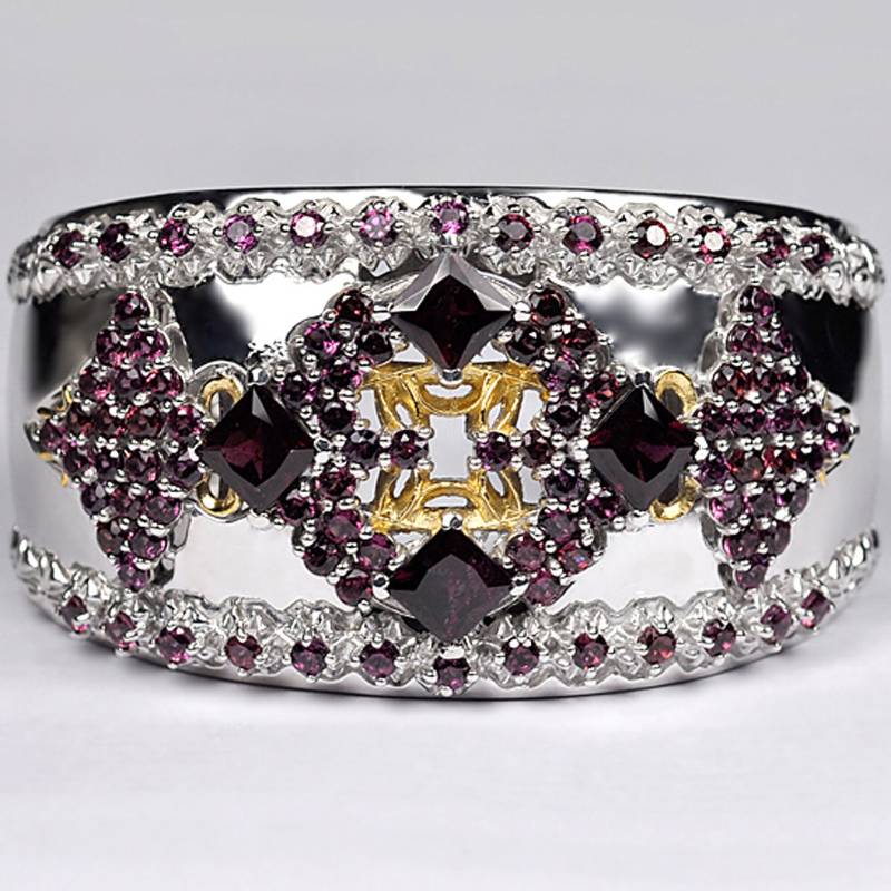 Echte Granat Edelstein Offene Manschette Breite Armreif Armband Sterling Silber Womens, Benutzerdefinierte Aussage Januar Birthstone Schmuck von DasmanJewelry