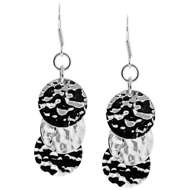 Gehämmert 3 Kreis Scheibe Drop Hook Ohrringe Sterling Silber Womens, Moderne Einfache Jeden Tag Schmuck, Mutter Geschenk Für Sie von DasmanJewelry