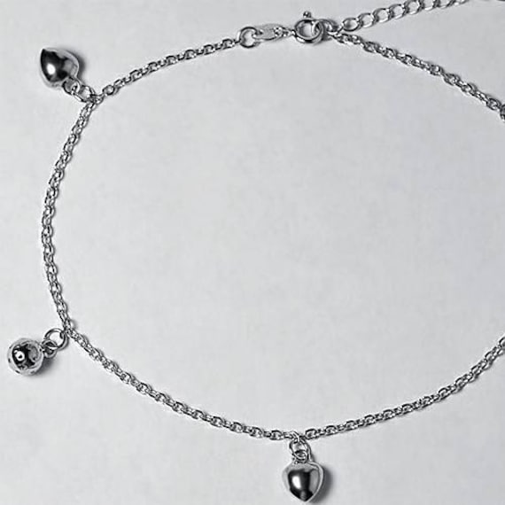 Heart Beaded Charm Beach Ankle Armband Anklet Für Frauen 925 Sterling Silber 10 Zoll, Delicate Hochzeitsfuß Schmuck von DasmanJewelry
