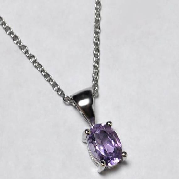 Lila Amethyst Solitär Birthstone Anhänger Halskette Sterling Silber Womens, Natürliche Februar Edelstein Schmuck, Mutter Ihr Geschenk von DasmanJewelry