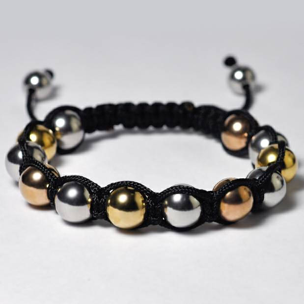 Mens Beaded Adjustable Stacking Armband Edelstahl Gold Plated, Braided Macrame Shamballa Style Schmuck, Vater Geschenk Für Ihn von DasmanJewelry