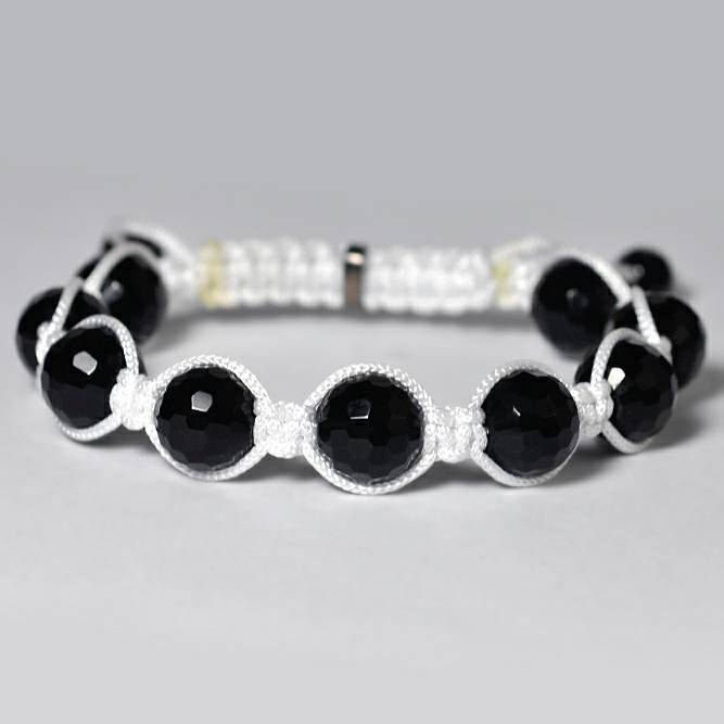 Mens Black Onyx Beaded Adjustable Stacking Armband, Braided Macrame Shamballa Style Schmuck, Geburtstags-Papad-Geschenk Für Ihn von DasmanJewelry