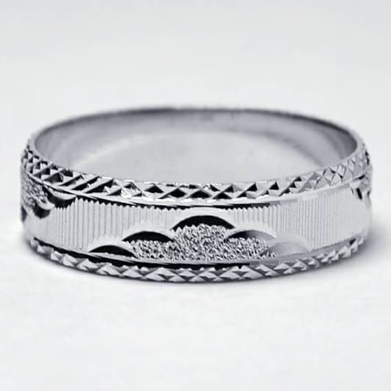 Mens Womens Simple Textured Hochzeitsband Ring Sterling Silber, Einzigartige Plain Cheap His & Hers Bridal Schmuck von DasmanJewelry