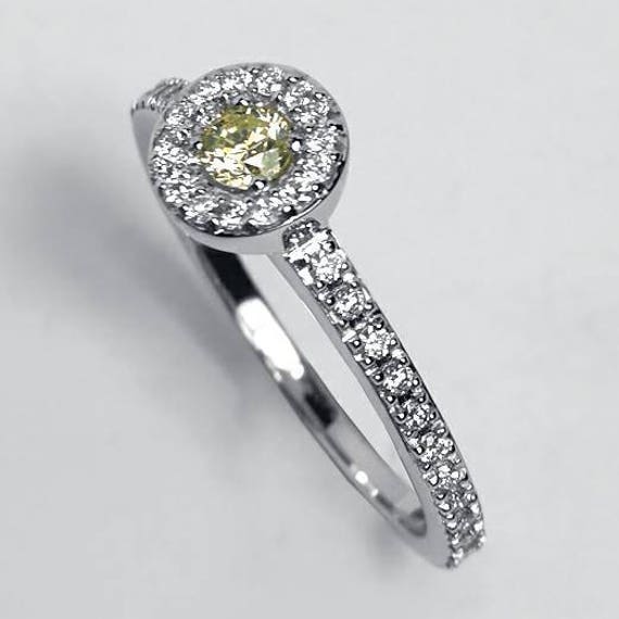 Natürliche Gelbe Diamant Halo Solitär Ring 18K Weißgold Frauen, Maßgeschneiderte Hochzeit Aussage Schmuck, Geschenk Für Ihre Braut Freundin Frau von DasmanJewelry