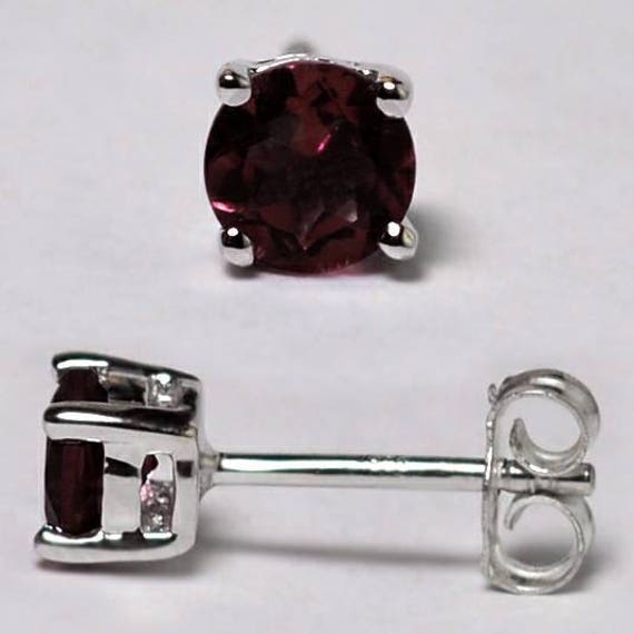 Natürliche Granat Ohrstecker Sterling Silber Frau, Januar Birthstone Edelstein Schmuck, Einfache Kleine Runde Braun Stein von DasmanJewelry