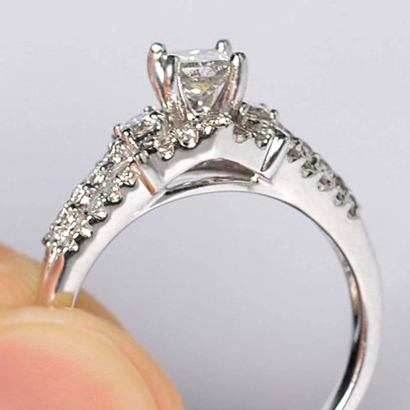 Natürliche Prinzessin Diamant Vintage Versprechen Ring 14K Weißgold Frauen, Einzigartige Hochzeitsschmuck, Ihre Brautring, Geschenk Für Freundin von DasmanJewelry