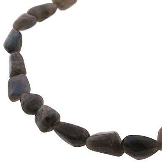 Rohe Labradorite Stein Versenerte Halskette Sterling Silber 925 Womens Strand, Großer Natürlicher Edelsteinschmuck, Mutter Ehefrau Geschenk von DasmanJewelry