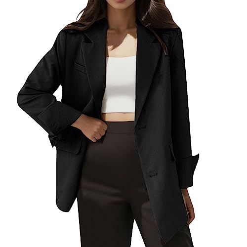 Blazermantel Damen Sommer Lange Mantel Jacke Trenchcoat Damenblazer Steppmantel Elegante Übergangsjacke Revers Coat Outwear Long Blazer Cardigan Langeblazer mit Taschen Damenblazer von Dasongff