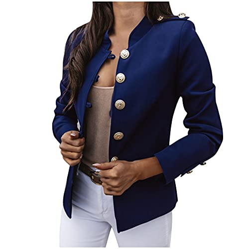 Damen Blazer für Frauen, Cardigan, Freizeit Business Jacke, mit Taschen, Deko Knöpfe vorne, Einfarbig Damenjacke mit Knopfleiste Military Blazer Damenblazer Übergangsjacke Freizeit Coat Outwear von Dasongff