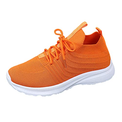 Damen Laufschuhe Turnschuhe Outdoor Mode Frühling und Sommer Damen Sportschuhe Flacher Boden Leichte Fliege Gewebtes Mesh Atmungsaktiv Bequeme Schnürung Einfarbige Sportschuhe Sneaker für Frauen von Dasongff