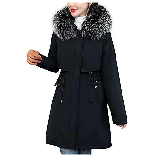 Damen Mantel Lange Winterjacke Warm Daunenjacke Parka Jacke mit Fellkapuze Wintermantel Daunenmantel Hoodie Mantel Outwear Schlanker Pelz-Kapuzen-Reißverschluss Steppjacke Dicker Outdoorjacke von Dasongff