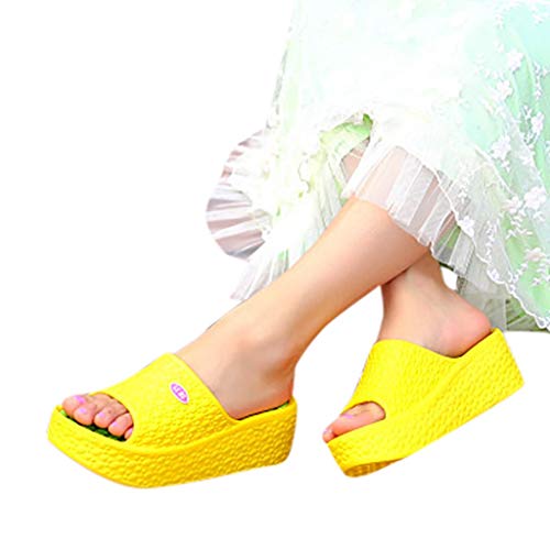 Dasongff Damen Hausschuhe Home Slippers Casual Sommer Peep Toe High Heel Plattform Pantoletten Anti-Rutsch-Sandalen Frauen Freizeit Offene Strandsandalen Slide Sandalen Weiche Bequeme Sommerschuhe von Dasongff