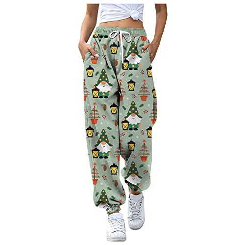 Dasongff Damen Jogginghose Sporthose Loose Fit Trainingshose Sweatpants Lang Yoga Hosen Hohe Taille Freizeithose Laufhosen mit Elastischer Bund Xmas Lounge Hose Christmas Trousers von Dasongff