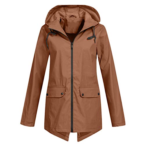 Dasongff Damen Regenjacke Mit Kapuze Wasserdicht Regenparka Winddicht Regenmantel Damen Regenjacke dünne regenjacke damen Wasserdicht Atmungsaktiv Solid Rain Outdoor Plus Size Mantel Regenmantel Jacke von Dasongff