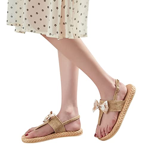 Dasongff Damen-Sandalen mit Schleife Zehentrenner Bequeme Flache Hausschuhe Sommer Freizeit Flip Flops Slipper Sommerschuhe mit Offenen Zehen Pantoffeln Atmungsaktiv Strandschuhe von Dasongff