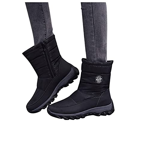 Dasongff Damen Winterstiefel Wasserdicht Warm Gefüttert Flach Rutschfeste Schneestiefel Winterschuhe Winter Stiefeletten Kurzschaft Stiefel Boots Schuhe Middle Tube Stiefel Schwarz Braun Grau von Dasongff