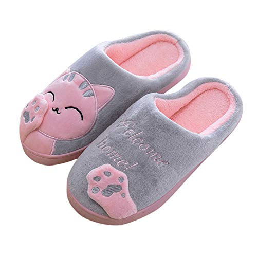 Dasongff Hausschuhe Damen Plüsch Pantoffeln Warm Winter Rutschfeste Katzen Hausschuhe Weich Bequeme Memory Foam House Slippers Unisex Paare Slippers Leicht Slippers Indoor Winterschuhe Flacheschuhe von Dasongff