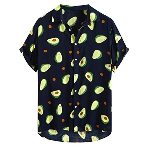 Dasongff Herren Freizeithemden Avocado Drucken Hawaiihemd Kurzarm 3D Gedruckt Muster Funky Shirt Button Down Hawaii Henley Hemd Männer Bequemer M-3XL von Dasongff