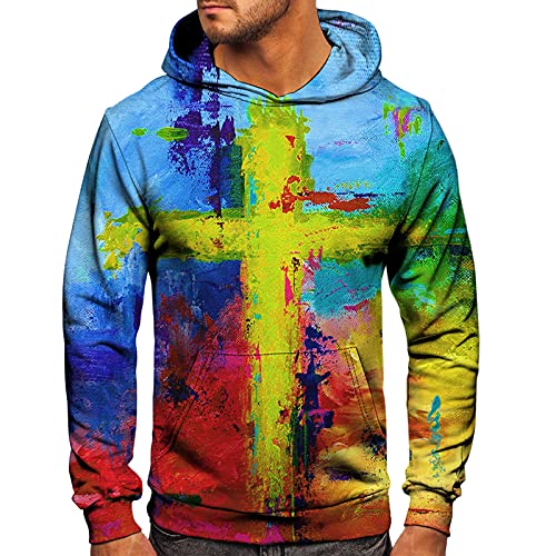 Dasongff Kapuzenpullover Herren Pullover Dünner Baseball-Sweatshirt Langarm T-Shirt Sweatjacke mit Kapuze Kapuzenpulli Slim Fit Longsleeve Batik Sportpullover Hemden Tops Hoodie Hoody Sweater von Dasongff