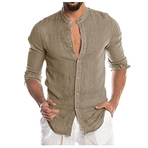 Dasongff Leinenhemd Herren Regular Fit Button-down Sommerhemd Langarm & Kurzarm Herren Hemd Shirt Freizeithemd Oberteile Leinenoptik Leichte Bequem Atmungsaktives Leinenshirt Kurzarmhemd von Dasongff