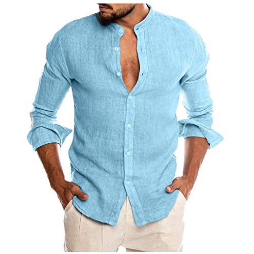 Dasongff Leinenhemd Herren Regular Fit Button-down Sommerhemd Langarm & Kurzarm Herren Hemd Shirt Freizeithemd Oberteile Leinenoptik Leichte Bequem Atmungsaktives Leinenshirt Kurzarmhemd von Dasongff