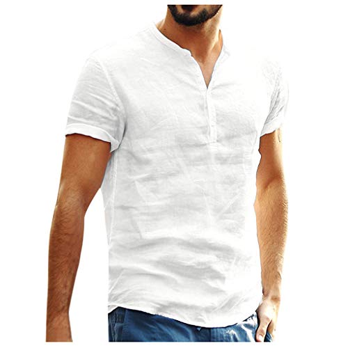 Dasongff Leinenhemd Herren Regular Fit Button-down Sommerhemd Langarm & Kurzarm Herren Hemd Shirt Freizeithemd Oberteile Leinenoptik Leichte Bequem Atmungsaktives Leinenshirt Kurzarmhemd von Dasongff