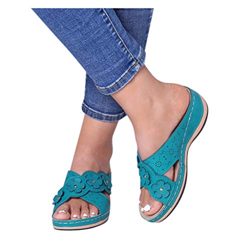 Dasongff Plateau Sandalen Damen Sommer Keilabsatz Pantoletten Geschlossene Slingback Wedges Sandaletten Halbschuhe Mädchen Vintage Frauen Elegante Freizeit Schuhe Sommerschuhe Römersandalen von Dasongff