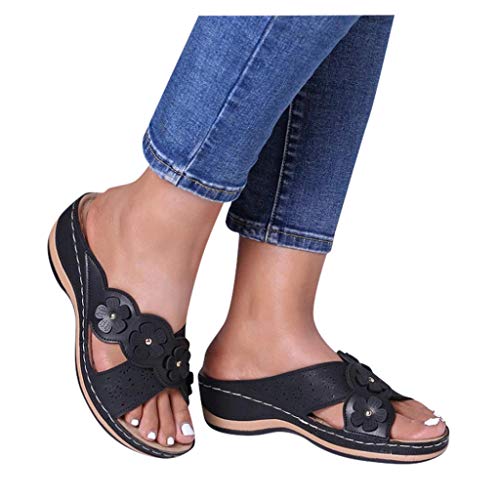 Dasongff Plateau Sandalen Damen Sommer Keilabsatz Pantoletten Geschlossene Slingback Wedges Sandaletten Halbschuhe Mädchen Vintage Frauen Elegante Freizeit Schuhe Sommerschuhe Römersandalen von Dasongff