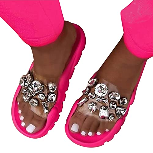 Dasongff Sandalen Damen- Sommer Flache Sandalen mit Strass Sandaletten Römische Schuhe Elegante Glitzer Hausschuh Slipper Sandals Flip Flops Leicht Bequem Slippers Sommerschuhe Freizeitschuhe von Dasongff