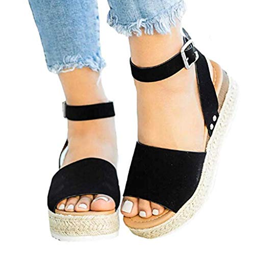 Dasongff Sandalen Damen Sommerschuhe Plateau Keilsandalen Espadrille Frauen Keilabsatz Sandaletten Sommer Offene Schuhe Flatform Slingback Flip Flops Freizeit Schuhe von Dasongff