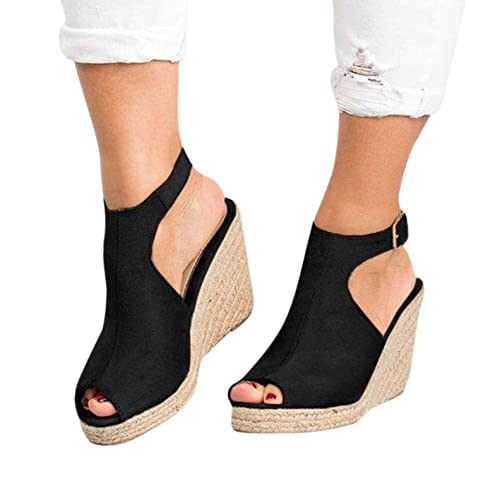 Dasongff Sandalen Damen Sommerschuhe Plateau Keilsandalen Espadrille Frauen Keilabsatz Sandaletten Sommer Offene Schuhe Flatform Slingback Flip Flops Freizeit Schuhe von Dasongff