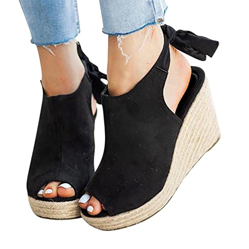 Dasongff Sandalen Damen Spangenpumps Sommer Sandaletten Keilsandalen Freizeitschuhe Espadrilles Casual Keilsandalen Frauen Sommer Römersandalen Sommerschuhe Rutschfeste Plattform von Dasongff