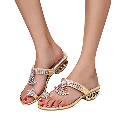 Dasongff Sommersandale Damen Böhmen Slip-On Ananas-Perlen Strandschuhe Outdoor Open Toe Atmungsaktive Sandalen Flach Spitzen Plissee Sommerschuhe Zehentrenner Flip Flop von Dasongff