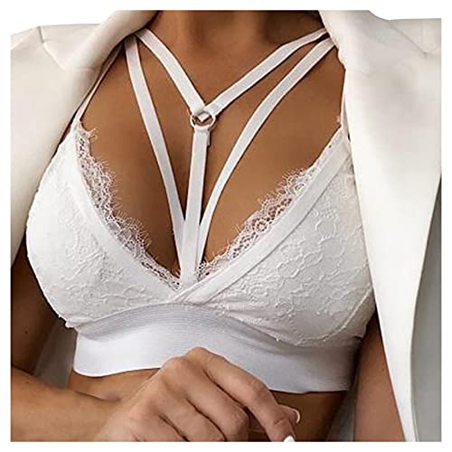 Dasongff Spitze BH Halfter Lace Bralette Damen Sexy Neckholder Sport BH Ohne Bügel Dessous Frauen Bustier Spitzen Bra Nahtlose Umstands BH Spaghettiträger Cross Back Design Push up BH Sport Bra Top von Dasongff