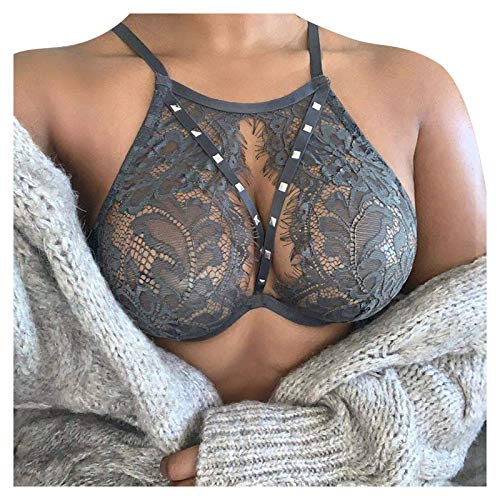 Dasongff Spitze BH Halfter Lace Bralette Damen Sexy Neckholder Sport BH Ohne Bügel Dessous Frauen Bustier Spitzen Bra Nahtlose Umstands BH Spaghettiträger Cross Back Design Push up BH Sport Bra Top von Dasongff