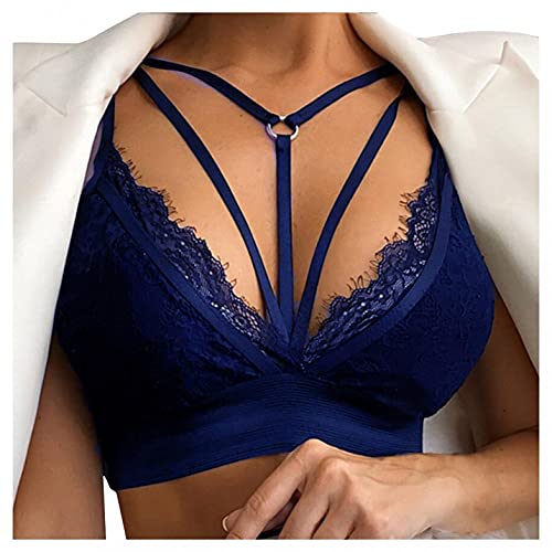 Dasongff Spitze BH Halfter Lace Bralette Damen Sexy Neckholder Sport BH Ohne Bügel Dessous Frauen Bustier Spitzen Bra Nahtlose Umstands BH Spaghettiträger Cross Back Design Push up BH Sport Bra Top von Dasongff