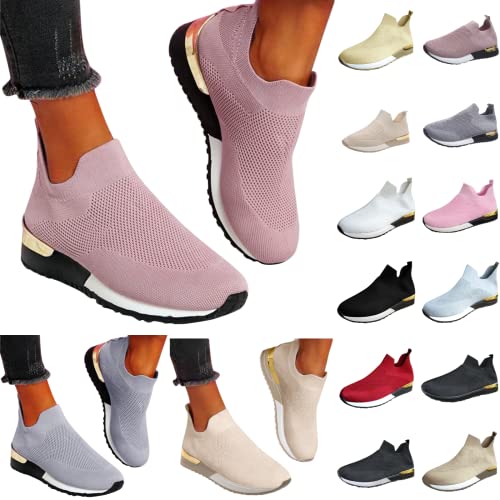 Dasongff Sportschuhe Damen rutschfest Straßenlaufschuhe Atmungsaktiv Laufschuhe Lässige Fitness-Sportschuhe Weiss Halbschuhe Trainingsschuhe Walkingschuhe Outdoor-Fitnessschuhe von Dasongff