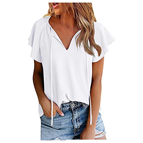 Dasongff T-Shirt Oberteile Damen Shirt Sexy V-Ausschnitt Sommertop Oberteil für Damen Tops Kurzarm Sommer Beiläufiges Tshirt Hemd Freizeit Tees Blusentops Longbluse Tunika Damenbluse Sweatshirts von Dasongff