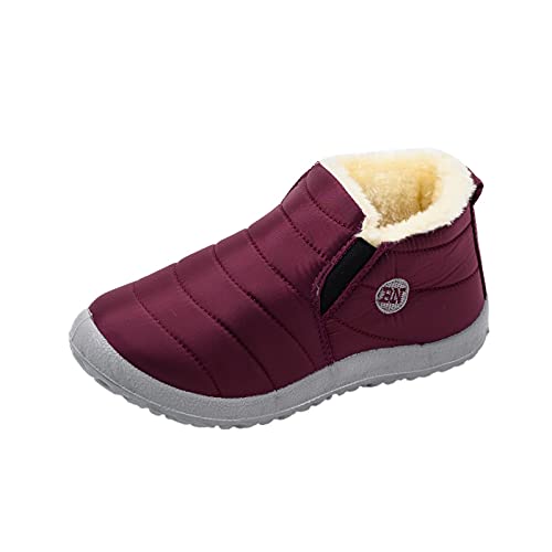 Dasongff Winterstiefel Damen Gefüttert Wasserdicht Winterschuhe Flach rutschfeste Warme Schneestiefel Leicht Flache Bequem Kurze Stiefel Winter Stiefel Schlupfstiefel Walkingschuhe Boots von Dasongff