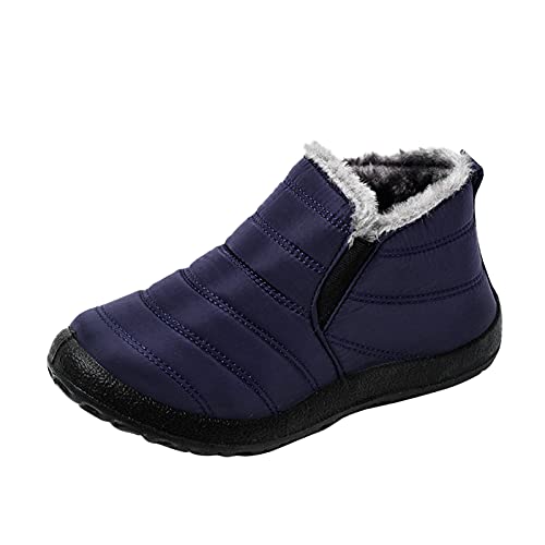 Dasongff Winterstiefel Damen Gefüttert Wasserdicht Winterschuhe Flach rutschfeste Warme Schneestiefel Leicht Flache Bequem Kurze Stiefel Winter Stiefel Schlupfstiefel Walkingschuhe Boots von Dasongff