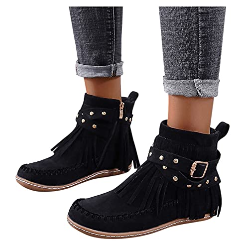 Fransen Stiefel Damen Stiefeletten Veloursleder Niedrige Absätze Rom Vintage Plateau Ankle Boots Knöchelstiefel Winter Schlupfstiefel Schuhe Casual Round Toe Retro Short Ankle Flat Schuhe mit Schnalle Fransen Stiefel Damen Stiefeletten Veloursleder Niedrige Absätze Rom Vintage Plateau Ankle Boots Knöchelstiefel Winter Schlupfstiefel Schuhe Casual Round Toe Retro Short Ankle Flat Schuhe mit Schnalle von Dasongff