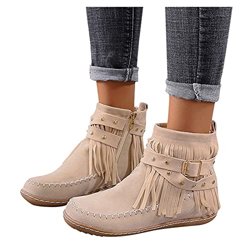 Fransen Stiefel Damen Stiefeletten Veloursleder Niedrige Absätze Rom Vintage Plateau Ankle Boots Knöchelstiefel Winter Schlupfstiefel Schuhe Casual Round Toe Retro Short Ankle Flat Schuhe mit Schnalle Fransen Stiefel Damen Stiefeletten Veloursleder Niedrige Absätze Rom Vintage Plateau Ankle Boots Knöchelstiefel Winter Schlupfstiefel Schuhe Casual Round Toe Retro Short Ankle Flat Schuhe mit Schnalle von Dasongff